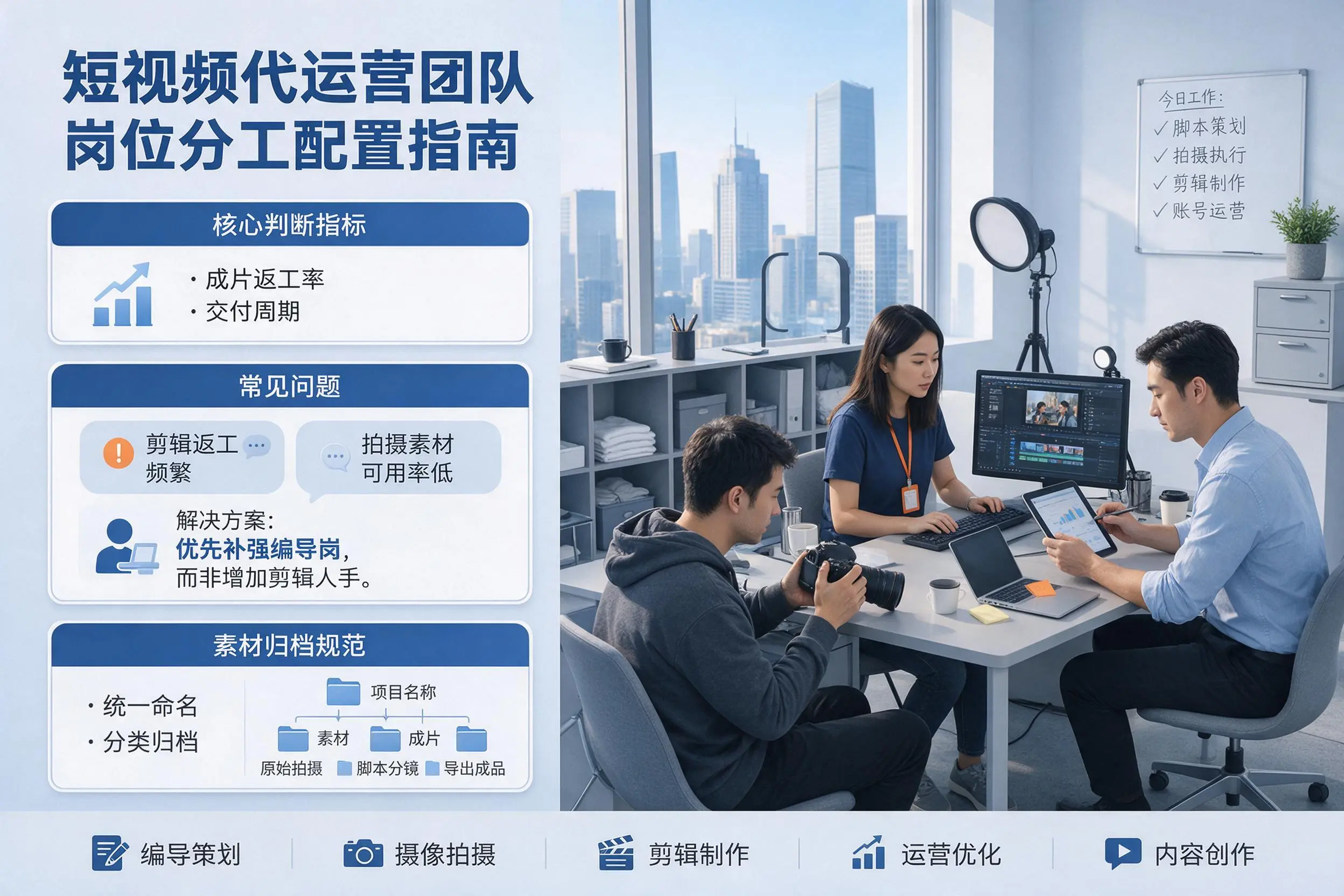 短视频代运营团队如何配置？咸宁企业岗位分工科普说明