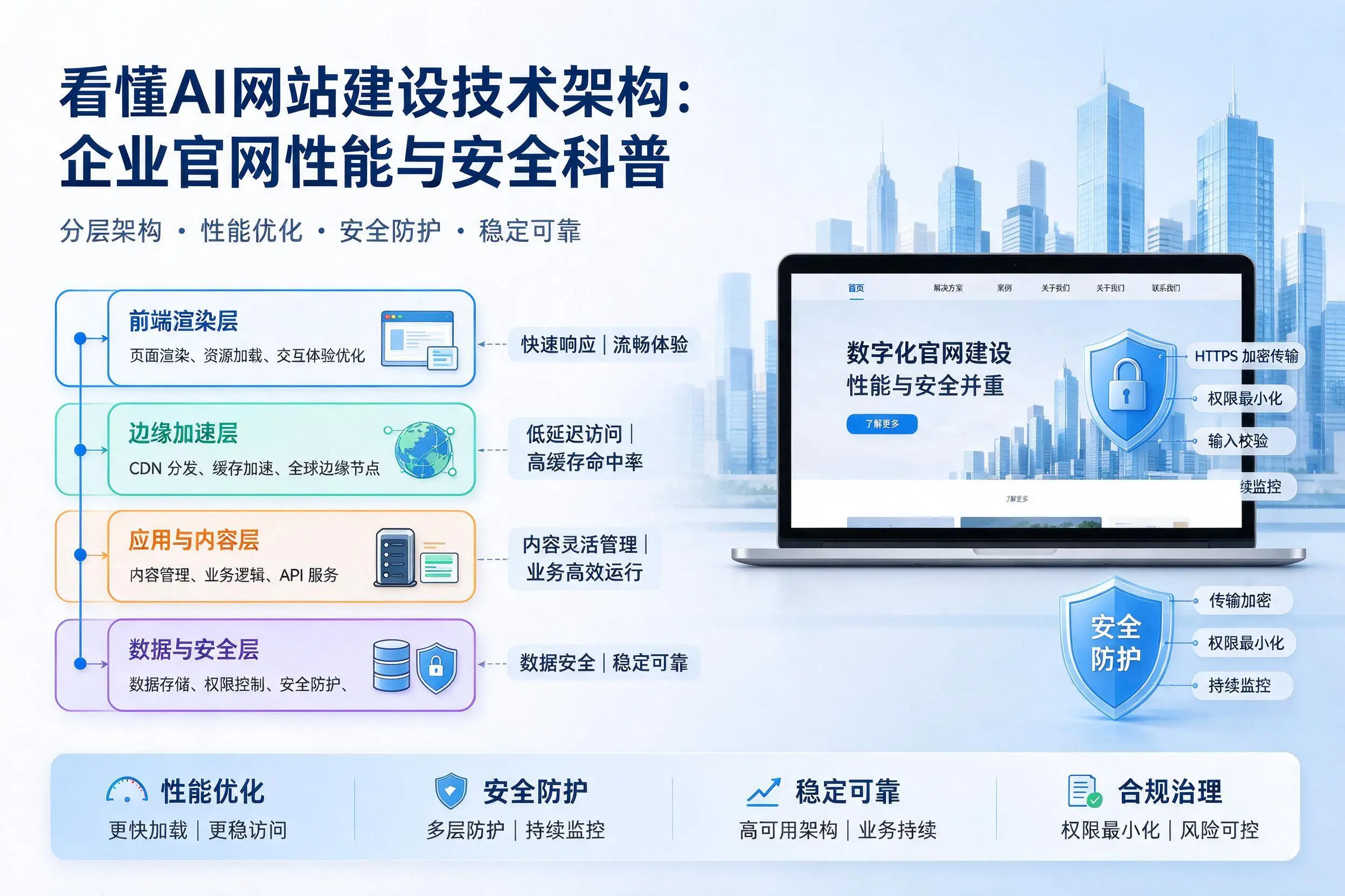 看懂AI网站建设技术架构:咸宁企业官网性能与安全科普