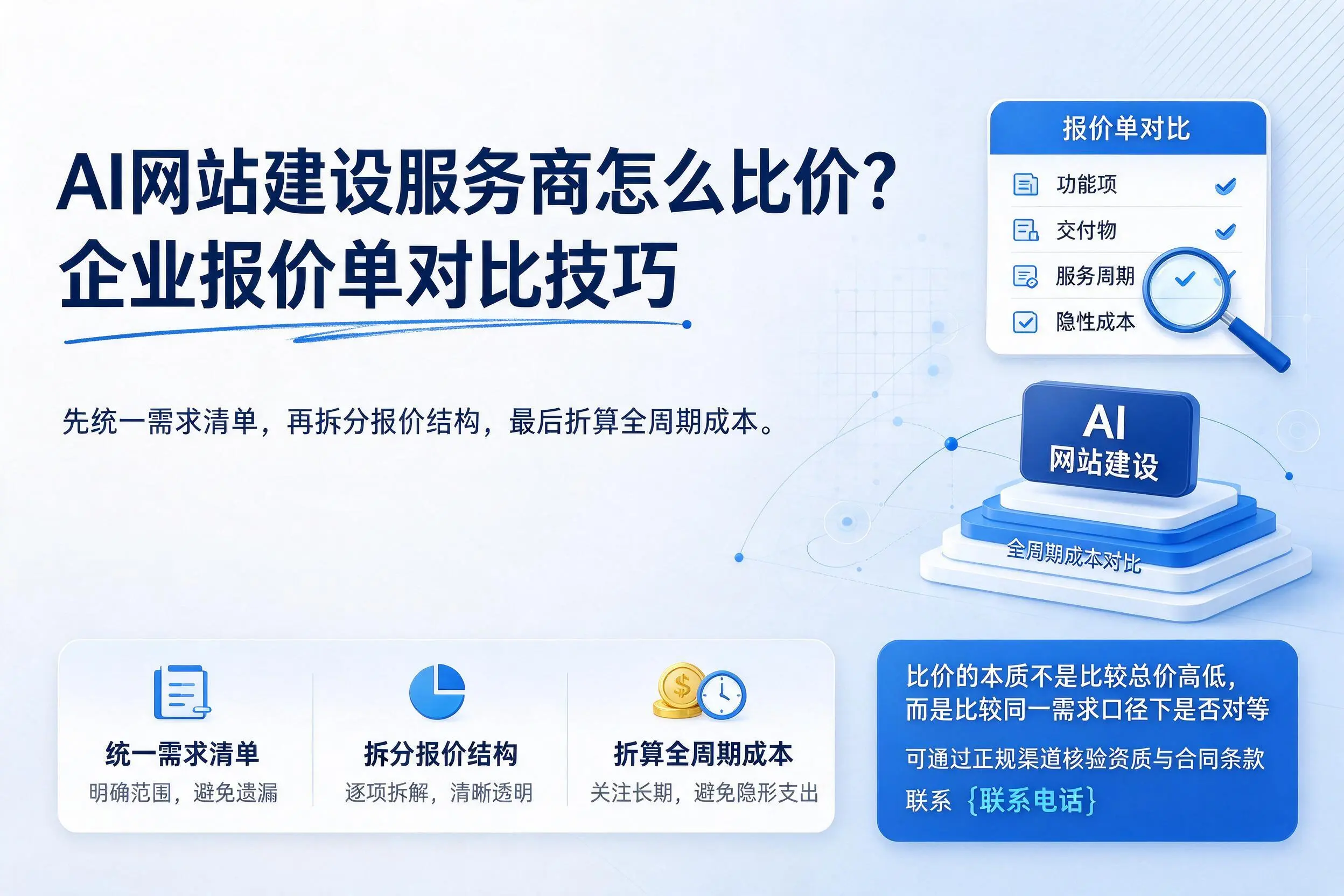AI网站建设服务商怎么比价?咸宁企业报价单对比技巧