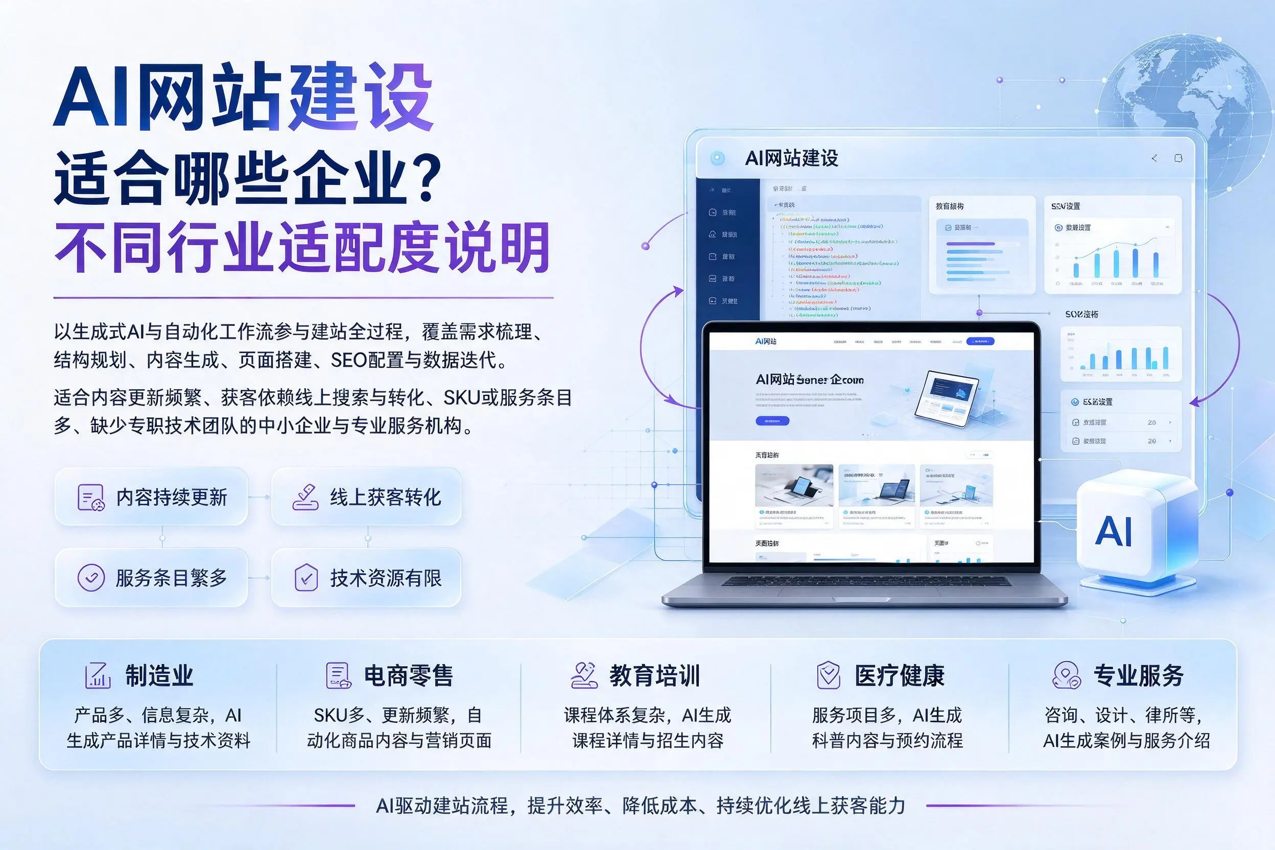 AI网站建设适合哪些企业?咸宁不同行业适配度说明